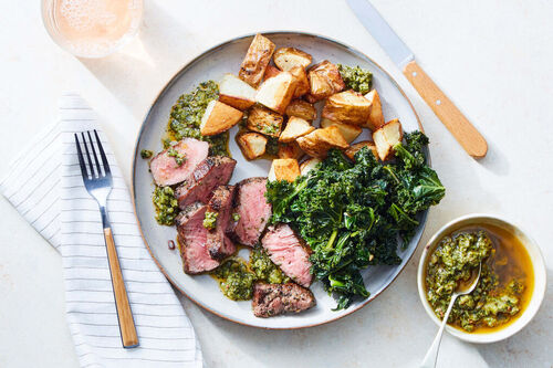 Salsa Verde Steak & Herb Roasted Potatoes
