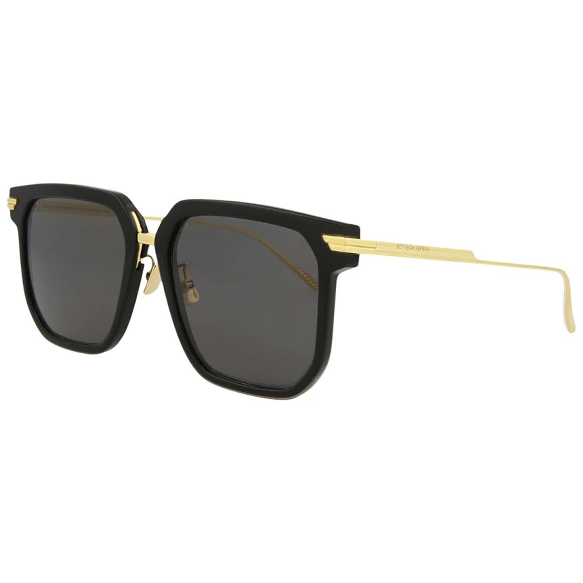 Bottega Veneta Women's Sunglasses - Black and Gold Square Frame / BV1083SA-30009178001