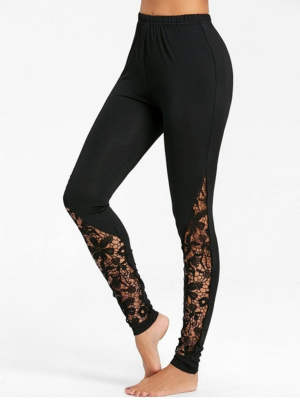 Casual Stitching Hollow Lace Leggings