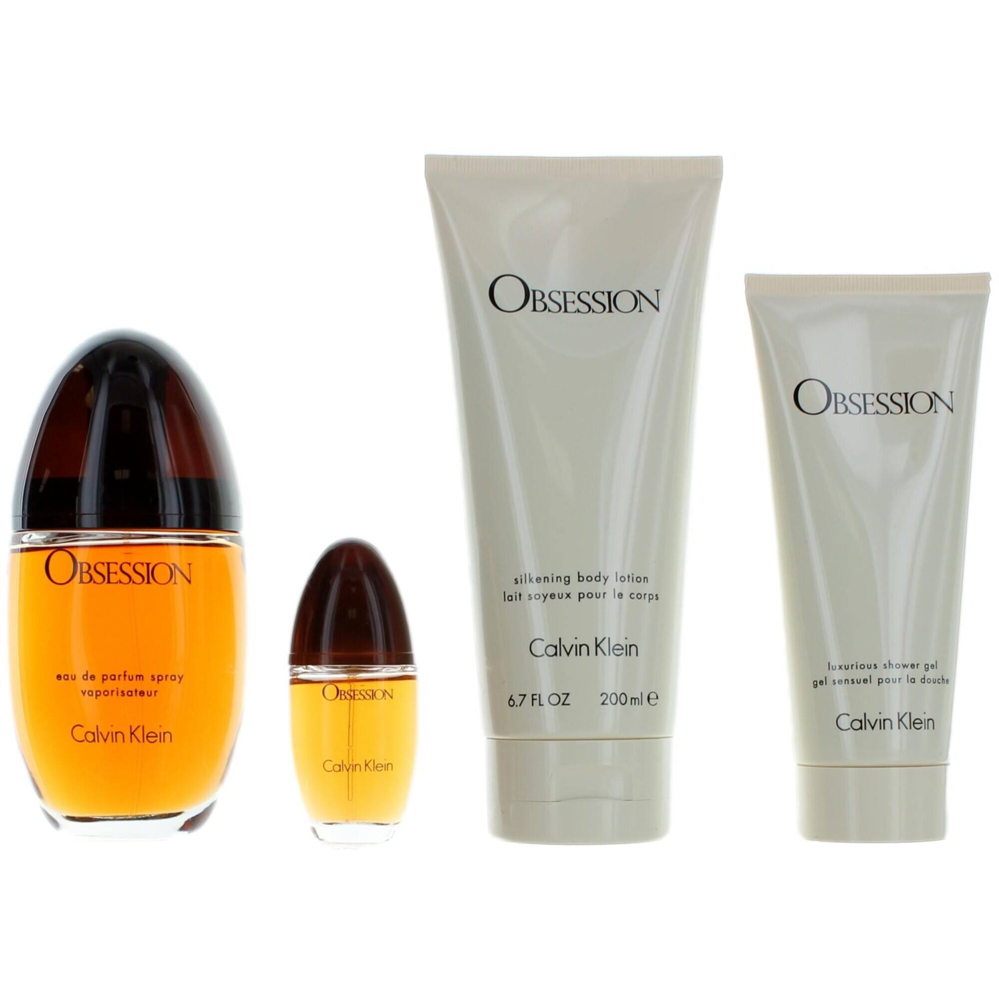 Calvin Klein Women's Gift Set - Obsession Strong and Romantic Scent , 4 piece